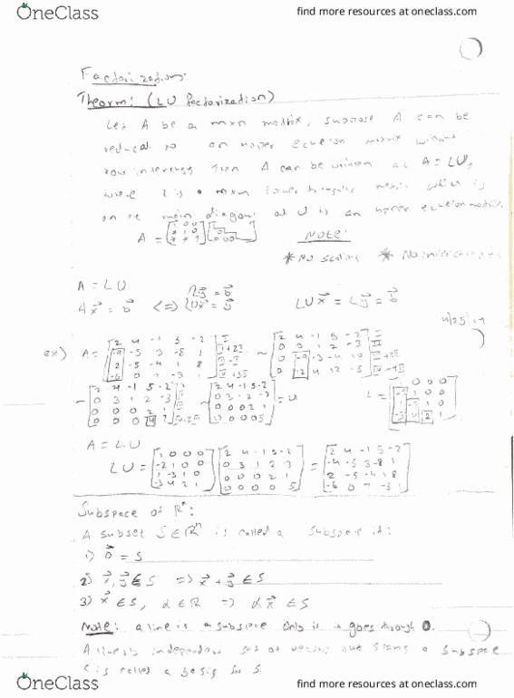 MATH 201 Chapter Ch 2.5, 2.8: LU factorization and Subspace thumbnail